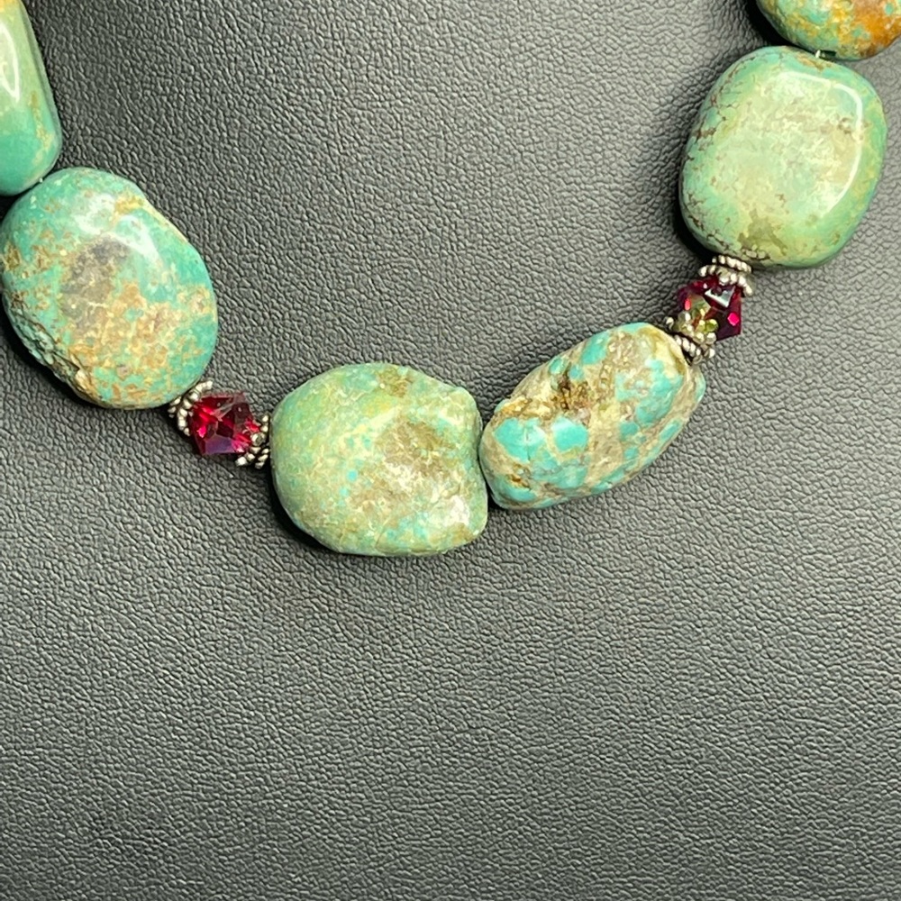 Vintage Large Raw Turquoise Chunky Statement Neck… - image 3